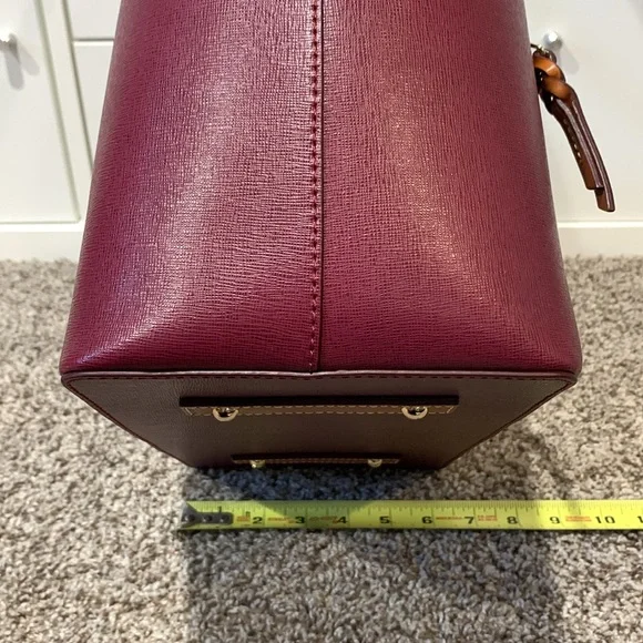 Dooney and Bourke Small Russel Tote in Cranberry Saffiano Leather - Picture 5 of 14